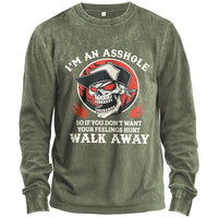 Langarm-T-Shirt mit Arschloch-Totenkopf-Grafik